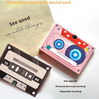 Voice Recordable Greeting Card 60 Seconds Recording Time Message Recorder Cassette Recording Voice Tape Greeting Card