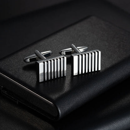 Round Cufflinks Mens For Business Shirt Wedding Party Men Cufflink Solid Cloth Rectangle Stripe Cuff links Accessories Wholesale