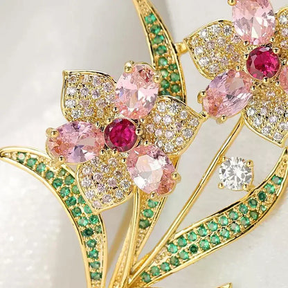 Exquisite Sparkling Crystal Rhinestone Flower Pearl Brooches For Women Clothing Coat Jewelry Accessries Gifts