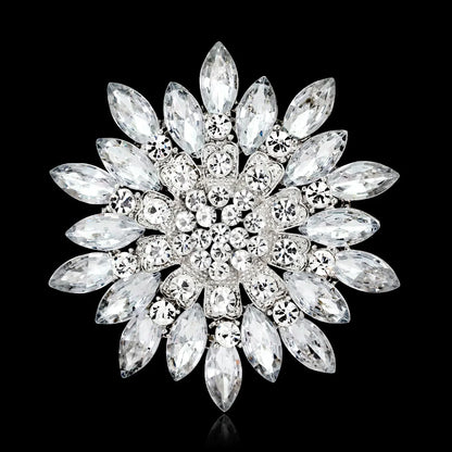 New retro men and women's fashion versatile brooches shiny crystal big flowers rhinestone pin accessories jewelry gifts