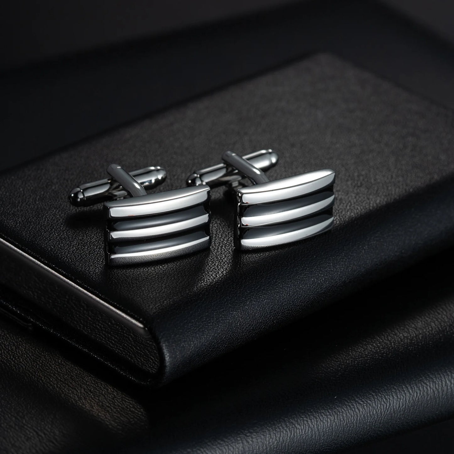 Round Cufflinks Mens For Business Shirt Wedding Party Men Cufflink Solid Cloth Rectangle Stripe Cuff links Accessories Wholesale