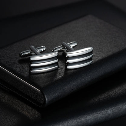 Round Cufflinks Mens For Business Shirt Wedding Party Men Cufflink Solid Cloth Rectangle Stripe Cuff links Accessories Wholesale
