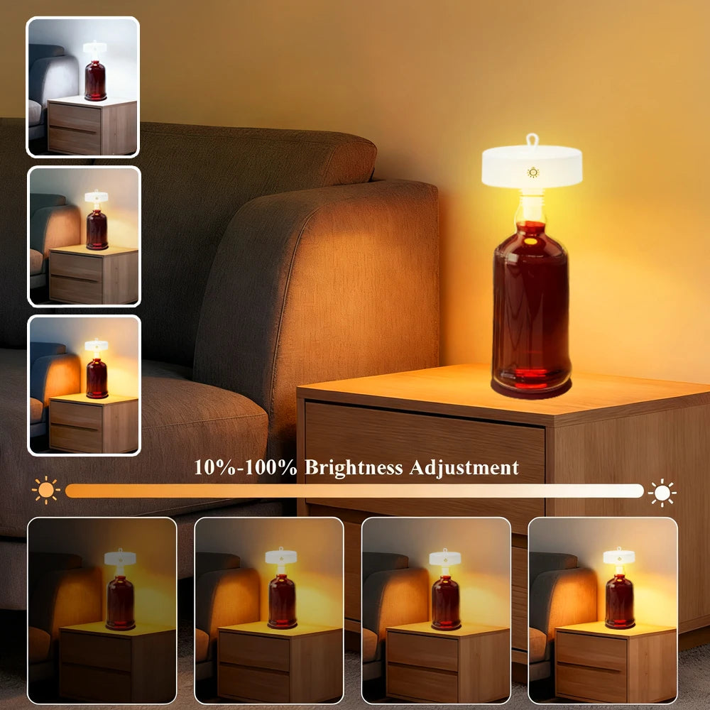 Wine Head Lamp Embedded Bar Restaurant Living Room RGB Dimming Decoration Wine Bottle Table Lamp Atmosphere Light Night Light