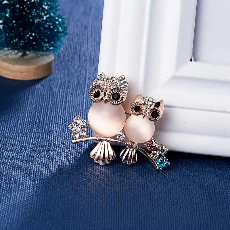 Lovely Owl Brooches Korean Trendy Rhinestone Brooch Badge Pin Bird Animal Party Casual Suit Decoration Badge Women Corsage Gifts