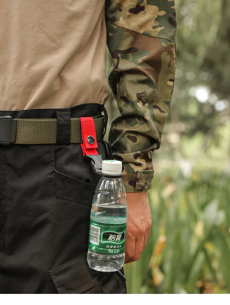 Webbing Water Bottle Holder Climbing Carabiner Belt Backpack Hanger Hooks Clip Multifunction Water Bottle Nylon Buckle Hook Clip