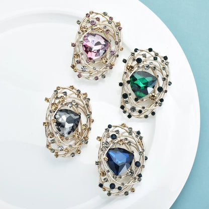 Wuli&baby Sparkling Crystal Geometric Brooches For Women Unisex 4-color Flower Party Office Brooch Pins Gifts