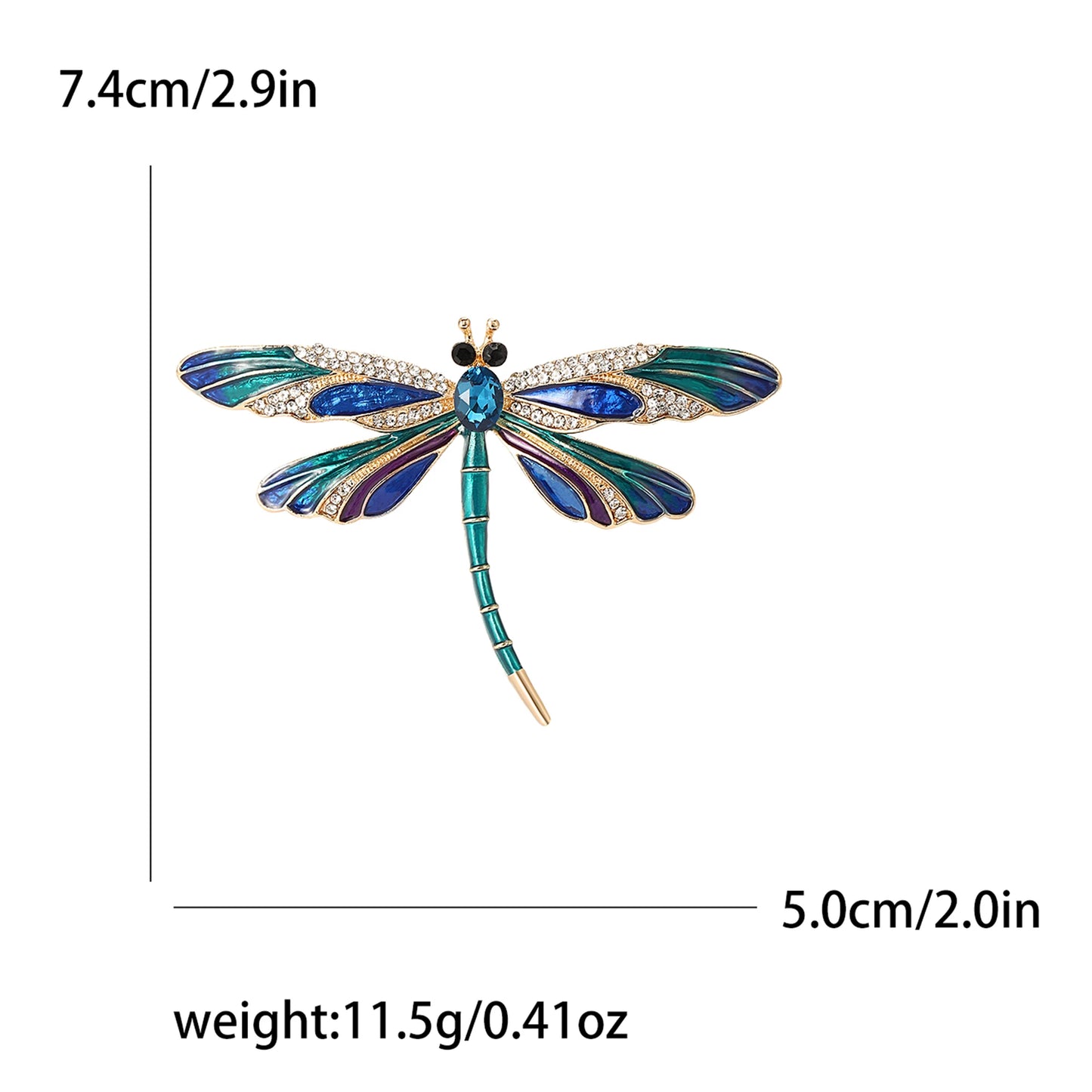 Beaut&Berry Enamel Rhinestone Dragonfly Brooches for Women Unisex Insect Pins Casual Party Accessories Gifts Friends Decoration