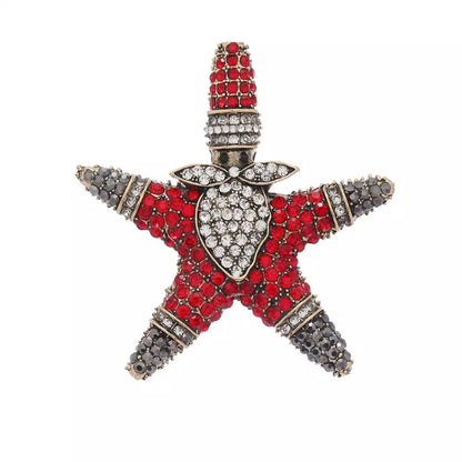 Baroque Luxury Beautiful Starfish Santa Claus Design Men's Women's Brooch Pins，Jewelry Accessories, Wedding Holiday Party Favors
