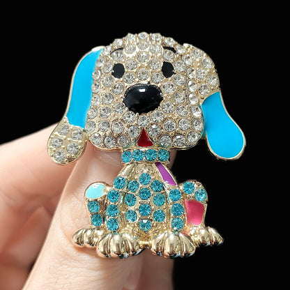 Beaut&Berry Classic Rhinestone Dog Brooches for Women Unisex Animal Pins Casual Party Jewelry Accessories Gifts Decoration