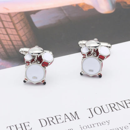 Fashion Music Drum Cufflinks for Men New Trendy 3D Red White Drum CUFFLINKS French Shirt Party Wedding Jewelry Boyfriends Gifts