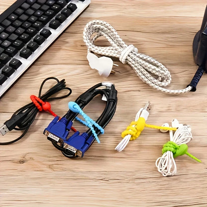 5pcs Silicone Reusable Cable Organizer Storage Bag Tie, Wire Management Zipper Tie, Multi-Functional Bag Clip,Organizer Clip cable