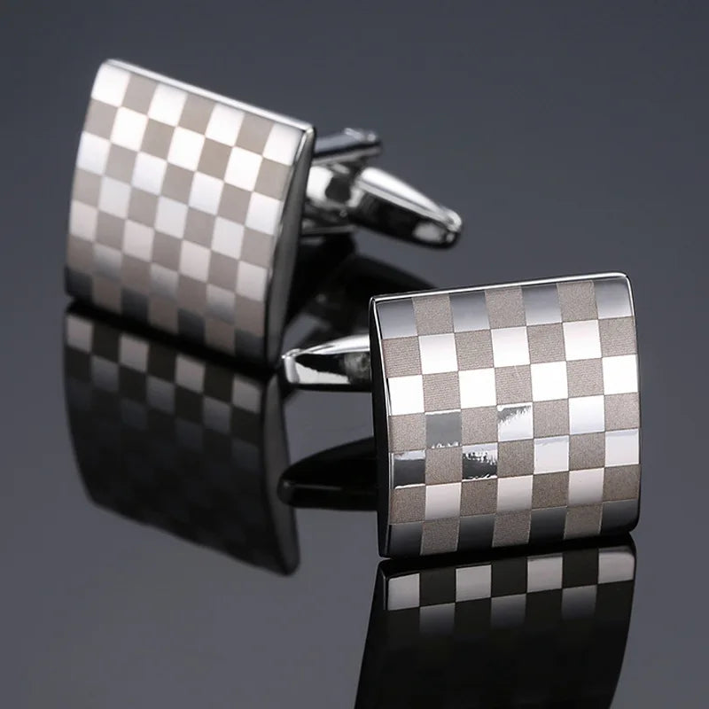 Cufflinks Man Luxury French Cufflinks Button Laser Enamel Gold Silvery Cuffs Retro Metal Buckles For Mens Shirts Tuxedo Studs