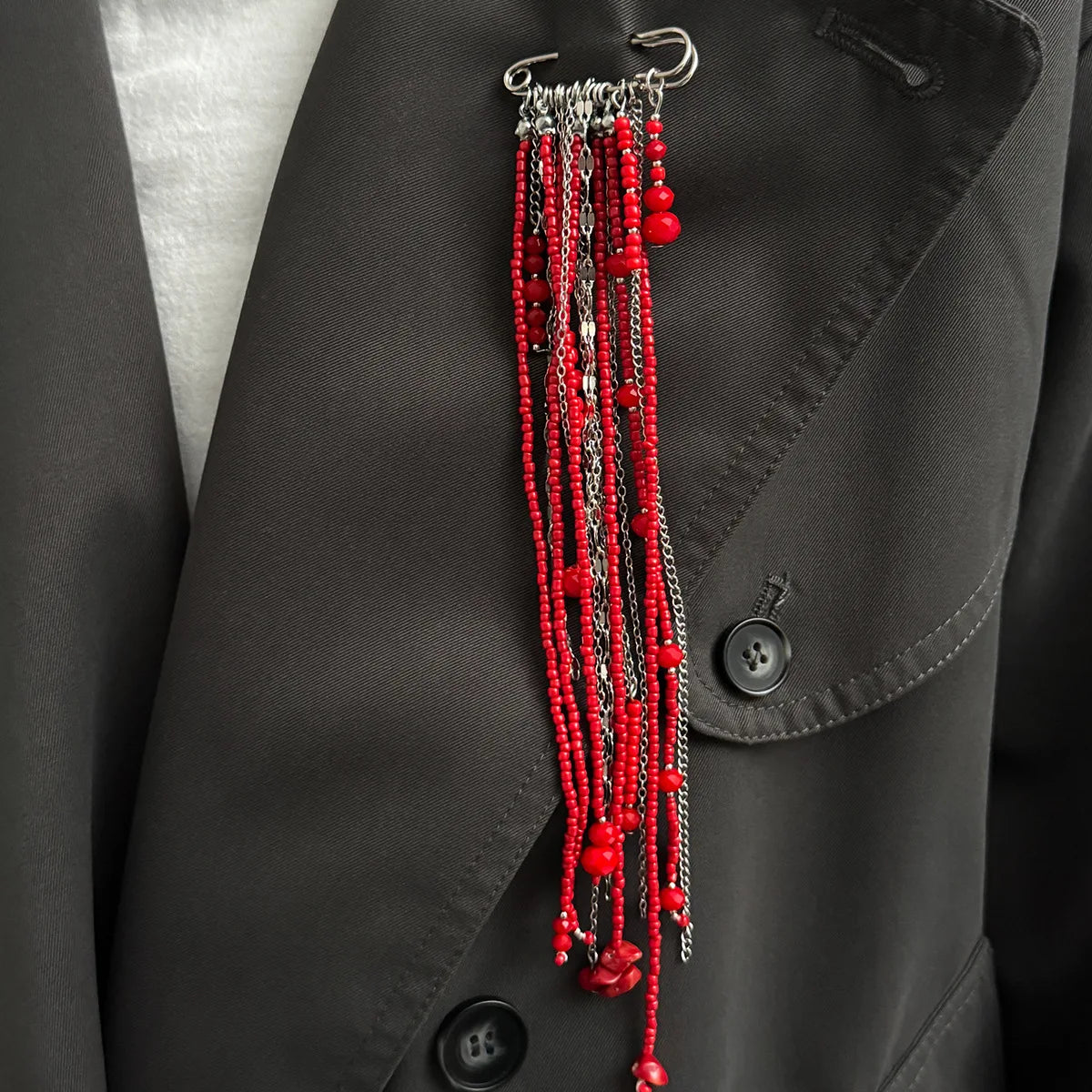 Accessory Personalized Suit Anti-Flash Bead Necklace Pin Hanging Ornament Ins Waterproof Crystal Tassel Chain Brooch