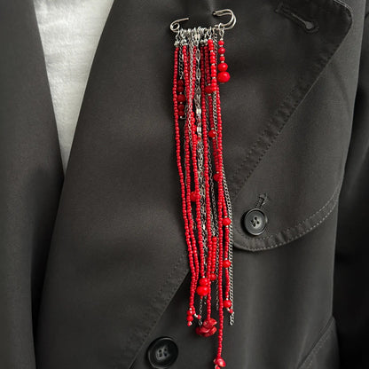 Accessory Personalized Suit Anti-Flash Bead Necklace Pin Hanging Ornament Ins Waterproof Crystal Tassel Chain Brooch