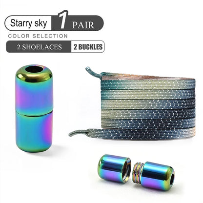 1Pair/2Pairs/4Pairs No Tie Shoe Laces Colorful Buckle Shoelaces Pearl Light Colorful Fashion Without Ties Elastic Laces Sneaker