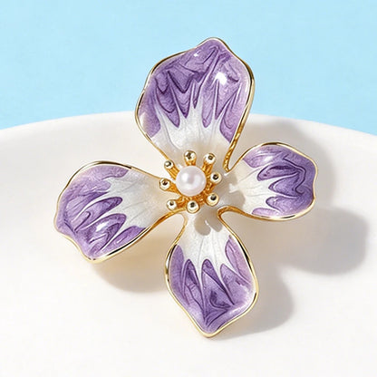 Wuli&baby Pretty Flower Collar Pins For Women 2-color Enamel Plants Office Casual Brooch Pins Fashion Jewelry Gifts