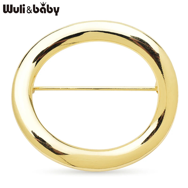Wuli&baby Alloy Circle Brooches For Women Unisex 2-color Simple Style Party Office Brooch Pins Gifts