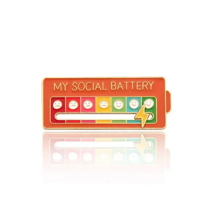 My Social Power Battery Brooch Social Power Enamel Badge Transform Mood Energy Brooche Alloy Badge Gift Brooches for Women Pin