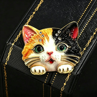 Baroque Luxury Cartoon Cat Animal Design Brooches for Men and Women, Jewelry, Fashion Accessories, Wedding, Holiday, Party Gifts