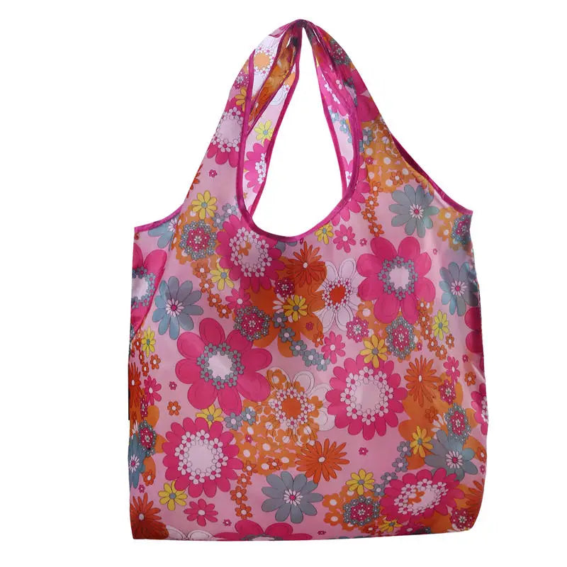 Shopping Bags Fashion Portable Various Prints and Large Capacity Convenient Nylon Easy to Fold Package Travel Essential