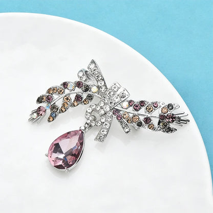 Wuli&baby Crystal Waterdrop Wheat Brooches For Women Unisex 2-color Beautiful Flowers Plants Party Office Brooch Pins Gifts