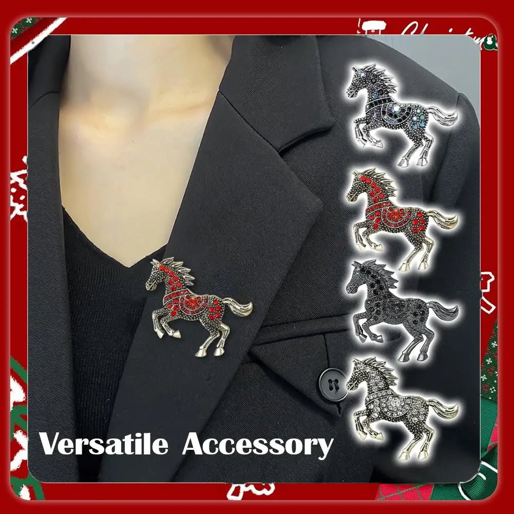 High-End Horse Year Brooch Cute Fun Steed Collar Pin Chinese Style Light Luxury Creative Accessory