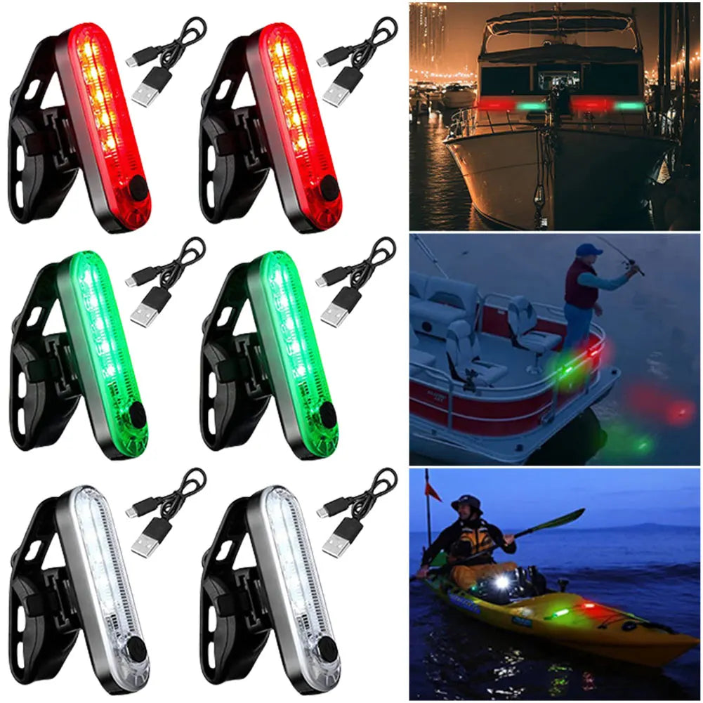 LED Boat Navigation Light USB Charging Sailing Signal Lamp 4 Mode Waterproof Safety Warning Light for Marine Yacht Kayak Boat