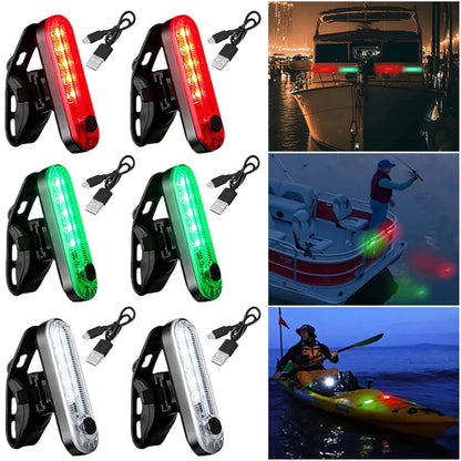 LED Boat Navigation Light USB Charging Sailing Signal Lamp 4 Mode Waterproof Safety Warning Light for Marine Yacht Kayak Boat