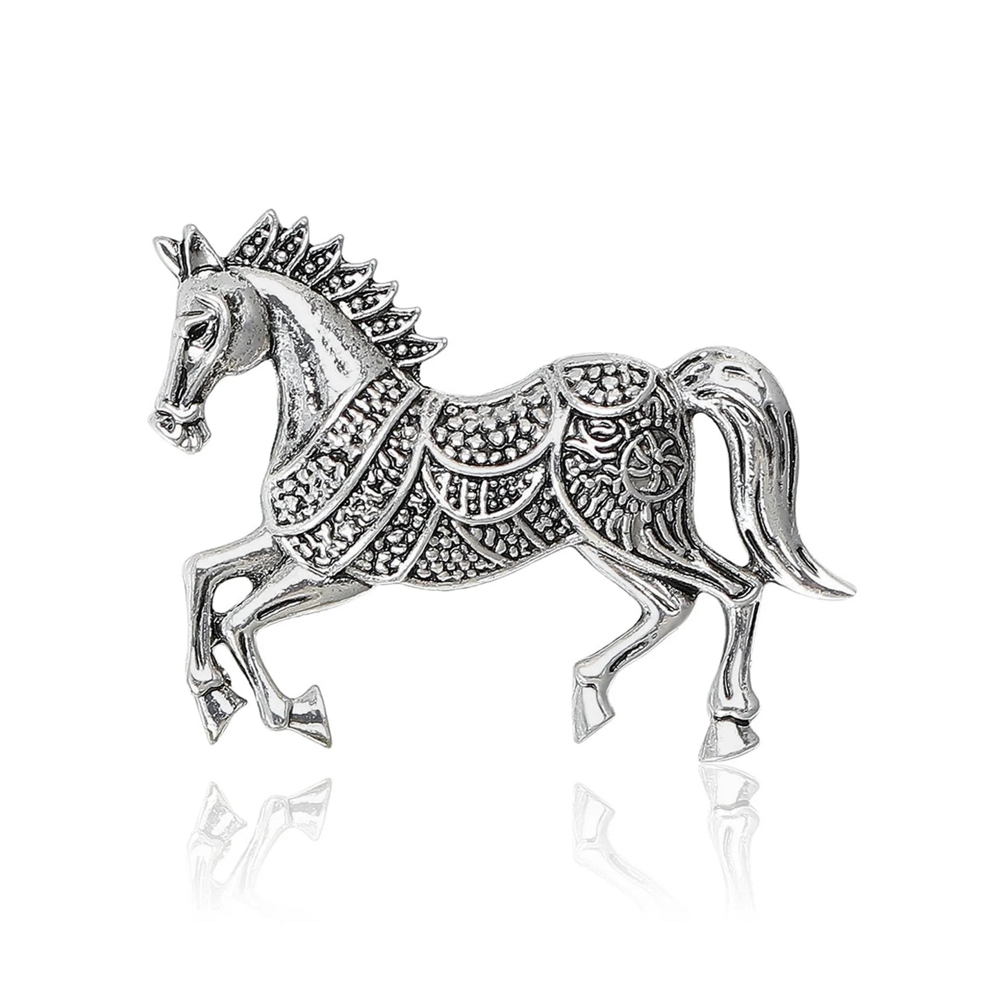 Beaut&Berry Classic Horse Brooches for Women Zodiac Animal Lapel Pins Casual Party Accessories New Year Gifts Friends Decoration
