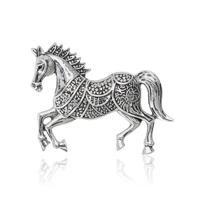 Beaut&Berry Classic Horse Brooches for Women Zodiac Animal Lapel Pins Casual Party Accessories New Year Gifts Friends Decoration
