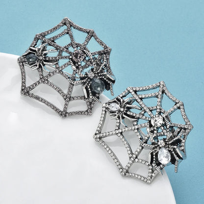 Wuli&baby Vintage Spiders Brooches For Women Unisex Rhinestone Spinning Web Insects Party Casual Brooch Pins Gifts