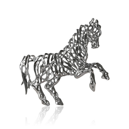 Beaut&Berry Fashion Enamel Hollow Horse Brooches for Women Animal Pins Casual Party Accessories Luxury Gifts Friends Decoration
