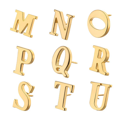 High Quality Classic Style Gold Letter A-Z Metal Brooch Women Men's Lapel Pin Women's Hat Scarf Backpack Badge Jewellery