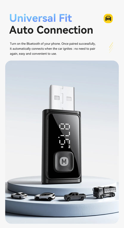 Essager Wireless Bluetooth 5.4 Car Adapter FM Transmitter Adapter Auto Connection Audio Receiver Auto Stereo Mic Car Adapter