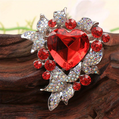 Baroque Luxury Beautiful Openwork Heart Design Brooch for Men and Women, Jewelry Accessories, Wedding Holiday Party Couple Gift