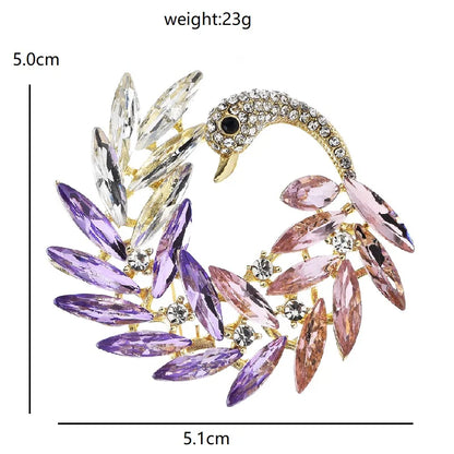 Wuli&baby Luxury Crystal Swan Brooches For Women Lady 3-color Charming Bird Party Office Brooch Pins Gifts