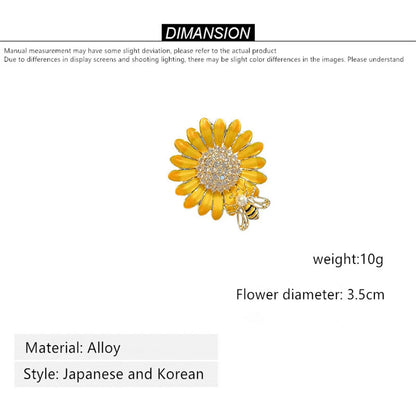 1Pc Charm Enamel Sunflower Bee Brooch Korean Fashion Pin Personalized Creative Jewelry Accessories Party Banquet Birthday Gift