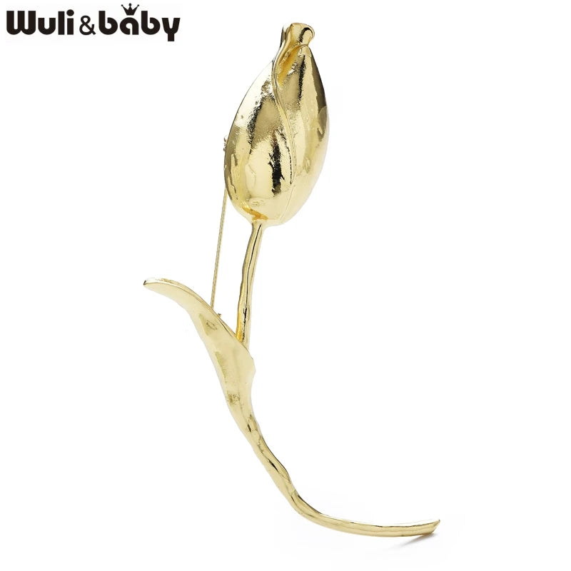 Wuli&baby Large Charming Tulip Flower Brooches Pins For Women Lady 2-color Exaggerate Flowers Bud Office Party Brooch Pins Gifts
