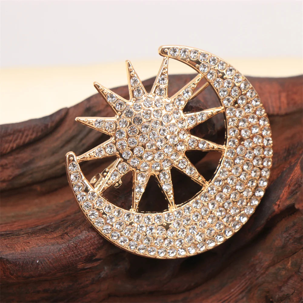 Baroque Luxury Beautiful Moon Star Design Men's Women's Brooch Pins，Jewelry Accessories, WeddingHolidayPartyCouple Surprise Gift