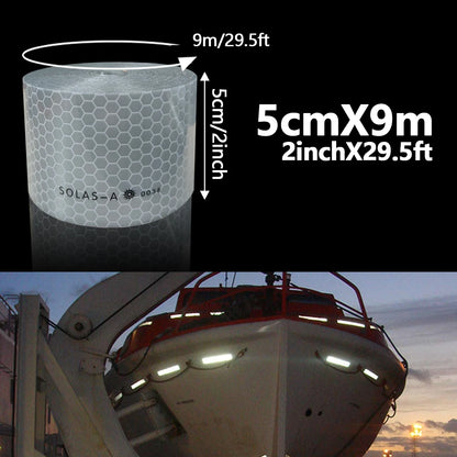 Maritime Film SOLAS Grade Reflective Tape for Ships, Eye-Catching Safety Warning, Silver White Waterproof Super Reflective