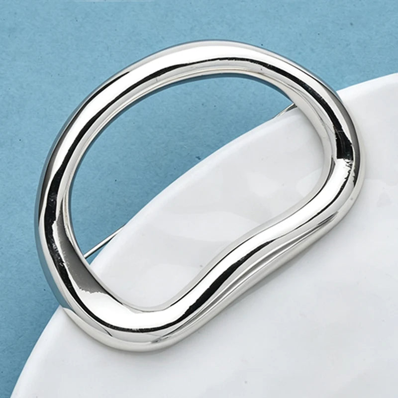 Wuli&baby Elegant Stainless Steel Geometric Brooches For Women Men 2-color Minimalist Party Office Brooch Pins Gifts