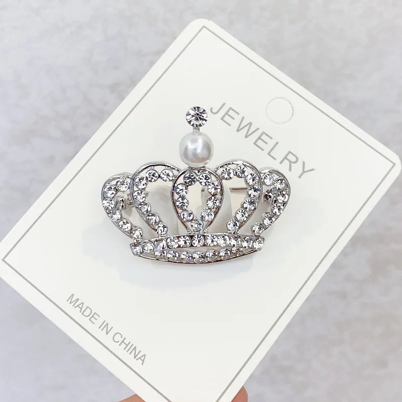 Fashion Crown Brooch For Women Vintage Zircon Crystal Luxurious Jewelry Girl Princess Gift