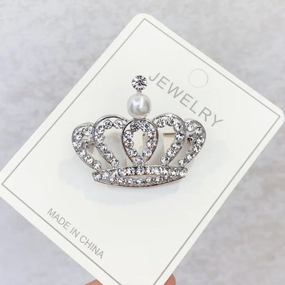 Fashion Crown Brooch For Women Vintage Zircon Crystal Luxurious Jewelry Girl Princess Gift