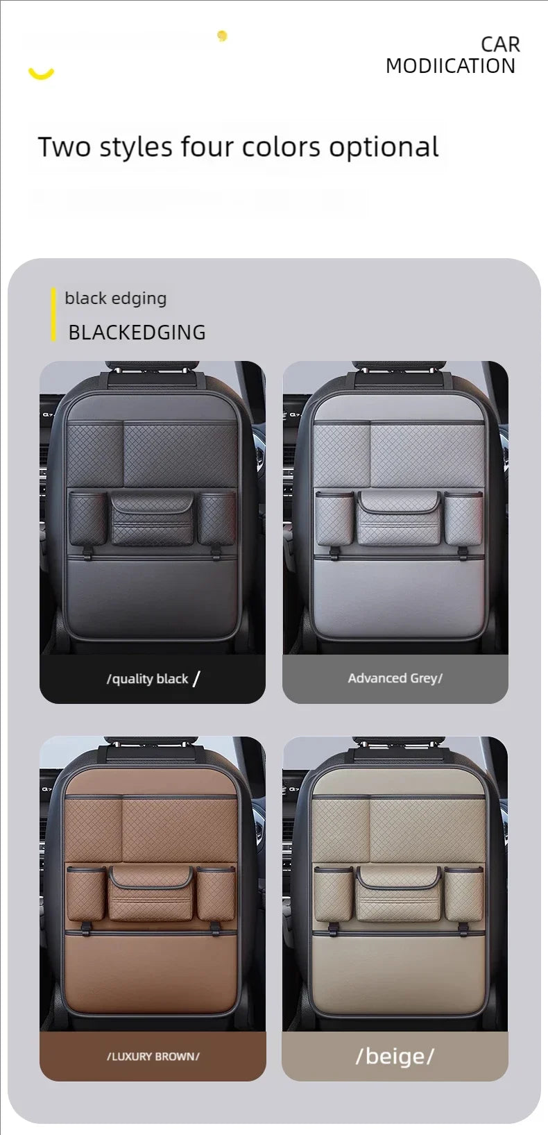 Multi-functional Car Seat Back Organizer High-Capacity Multi-Pocket Backseat Storage Bag Wear-Resistant Anti Kick Mat