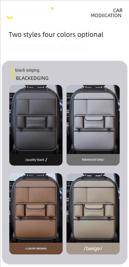 Multi-functional Car Seat Back Organizer High-Capacity Multi-Pocket Backseat Storage Bag Wear-Resistant Anti Kick Mat