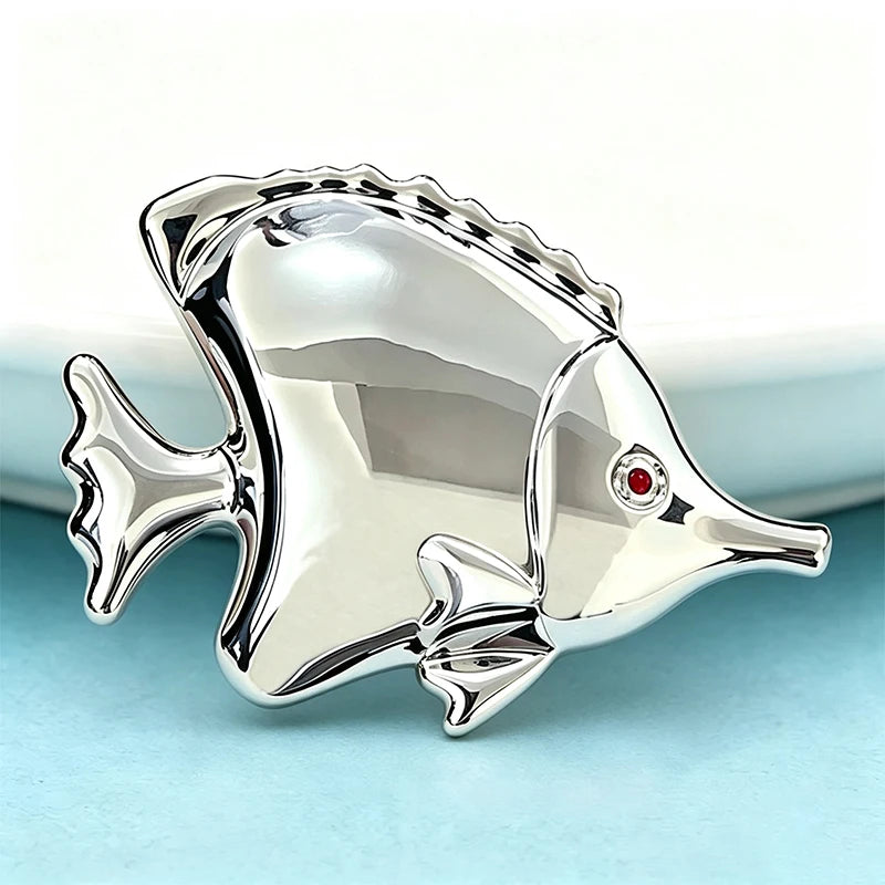 Wuli&baby Stainless Steel Fish Brooches For Women Unisex Lovely 2-color Polished Sea Animal Party Casual Brooch Pins Gifts