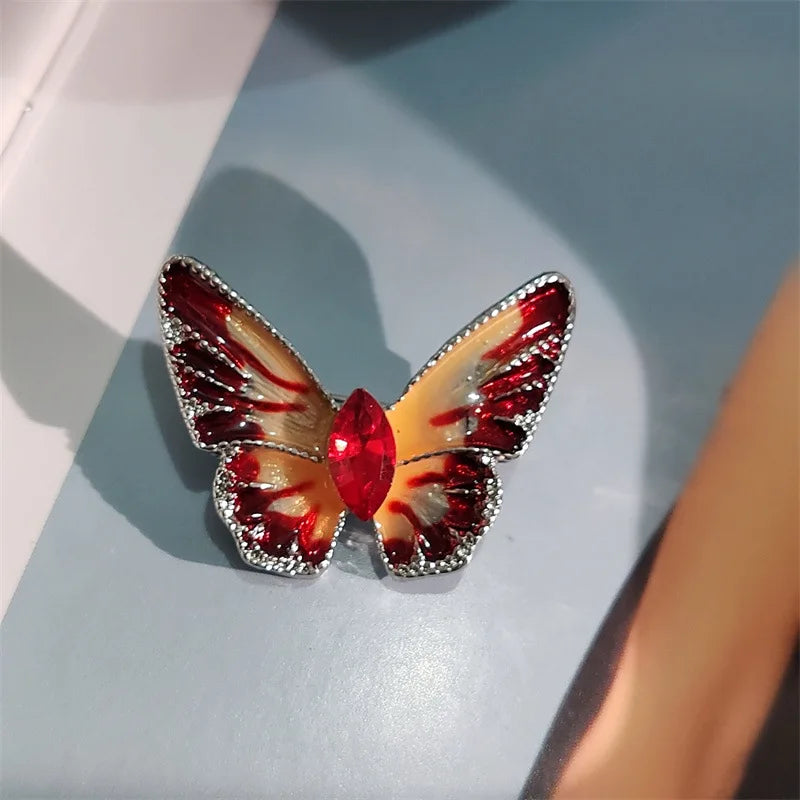 Trendy Enamel Rhinestone Butterfly Brooches For Women Luxury Large Crystal Insect Animal Brooch Pins Casual Office Jewelry Gift