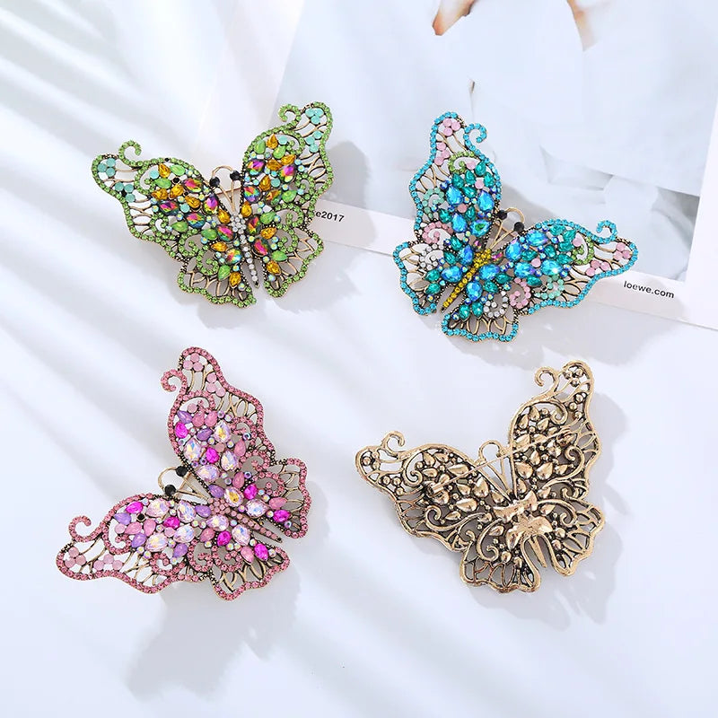 SKEDS Luxury High-end Women Lady Full Crystal Shiny Butterfly Brooches Pins Fashion Exquisite Creative Insect Badges Corsages