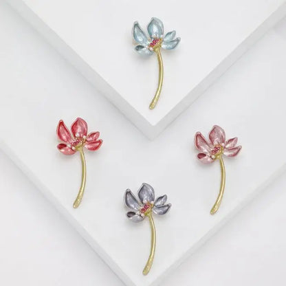 Resin Tulip Brooch for Women Unisex Rhinestone Flower Pin Pearl Plant Lapel Pin Banquet Party Backpack Gifts Jewelry Accessories