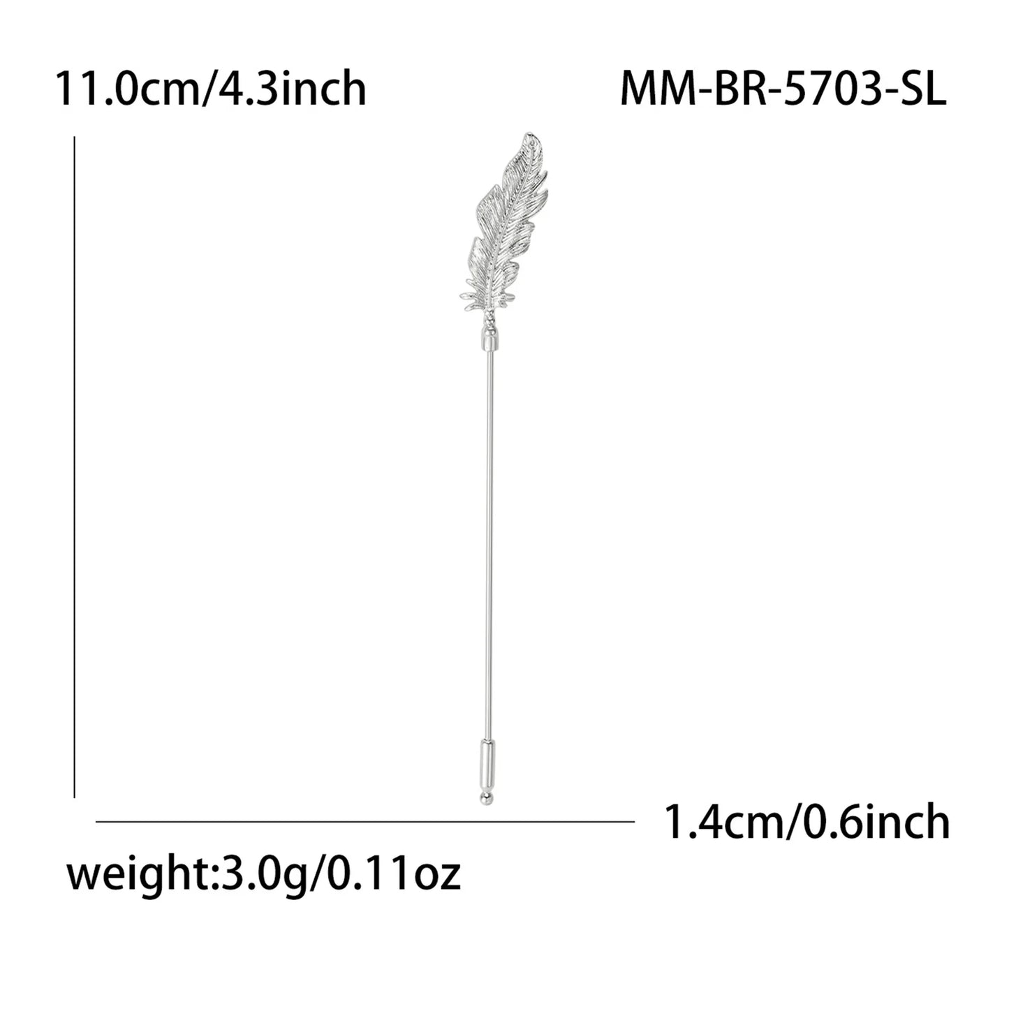 Beaut&Berry Luxury Glossy Feather Brooches for Women Unisex Creative Pins Casual Party Jewelry Accessories Gifts Decoration